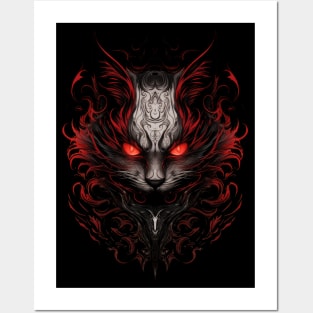 Red Cat Devil: A Gothic-Inspired Feline Temptation Posters and Art